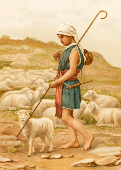 David Tending His Sheep by English School